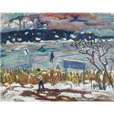 Картина на холсте по фото Модульные картины Печать портретов на холсте Пейзаж с замерзшей рекой