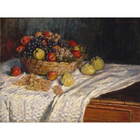 Корзина с яблоками и виноградом