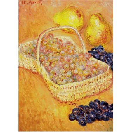 Корзина с виноградом, айва и груши