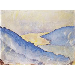 Вечерний туман на озере Тун - Модульная картины, Репродукции, Декоративные панно, Декор стен
