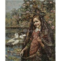 Портреты картины репродукции на заказ - Около пруда с лилиями