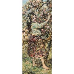 Девочка в саду - Модульная картины, Репродукции, Декоративные панно, Декор стен