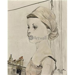 Девушка в полосатом платке - Модульная картины, Репродукции, Декоративные панно, Декор стен