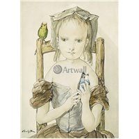Портреты картины репродукции на заказ - Девочка с попугаями