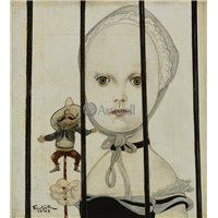 Портреты картины репродукции на заказ - Девочка с куклой мексиканца
