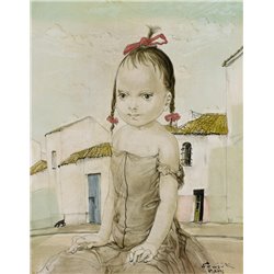 Девочка с красными бантами - Модульная картины, Репродукции, Декоративные панно, Декор стен