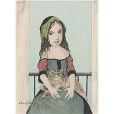Картина на холсте по фото Модульные картины Печать портретов на холсте Девочка с кошкой