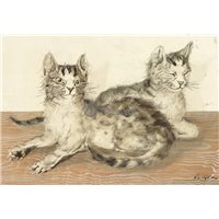 Портреты картины репродукции на заказ - Две кошки