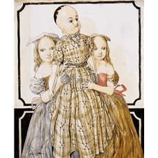 Картина на холсте по фото Модульные картины Печать портретов на холсте Две девочки с куклой