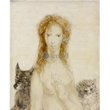 Картина на холсте по фото Модульные картины Печать портретов на холсте Портрет девушки с кошкой и собакой