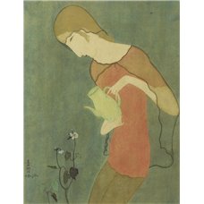 Картина на холсте по фото Модульные картины Печать портретов на холсте Девушка, поливающая цветы