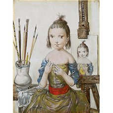 Картина на холсте по фото Модульные картины Печать портретов на холсте Молодая девушка в мастерской художника