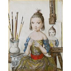 Молодая девушка в мастерской художника - Модульная картины, Репродукции, Декоративные панно, Декор стен
