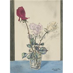 Три розы в вазе - Модульная картины, Репродукции, Декоративные панно, Декор стен