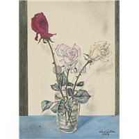Портреты картины репродукции на заказ - Три розы в вазе