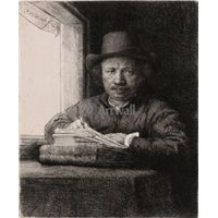 Портреты картины репродукции на заказ - Автопортрет за рисованием у окна
