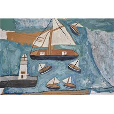 Картина на холсте по фото Модульные картины Печать портретов на холсте Парусник, лодки и маяк