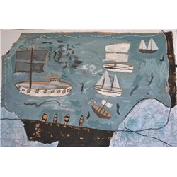 Лодки в бухте - Модульная картины, Репродукции, Декоративные панно, Декор стен