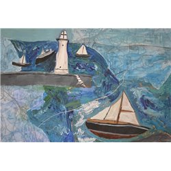 Корабли и маяк - Модульная картины, Репродукции, Декоративные панно, Декор стен