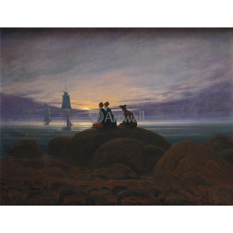 Восход луны на море