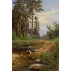 Картина на холсте по фото Модульные картины Печать портретов на холсте Лесной пейзаж с ручьем