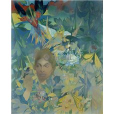 Картина на холсте по фото Модульные картины Печать портретов на холсте Женщина среди леса со сказочными птицами