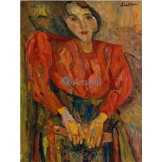 Картина на холсте по фото Модульные картины Печать портретов на холсте Женщина в красной блузке