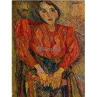 Портреты картины репродукции на заказ - Женщина в красной блузке
