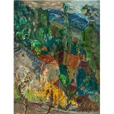 Картина на холсте по фото Модульные картины Печать портретов на холсте Городской пейзаж с кипарисами, юг Франции