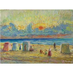Пляж и солнце в облаках - Модульная картины, Репродукции, Декоративные панно, Декор стен