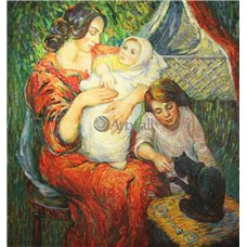 Картина на холсте по фото Модульные картины Печать портретов на холсте Мать с детьми