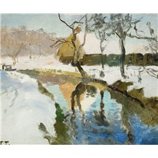 Картина на холсте по фото Модульные картины Печать портретов на холсте Зимний пейзаж с фермой на реке
