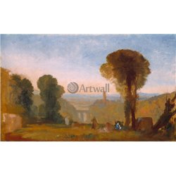Итальянский пейзаж с мостом и башней - Модульная картины, Репродукции, Декоративные панно, Декор стен