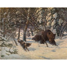 Картина на холсте по фото Модульные картины Печать портретов на холсте Охота на медведя