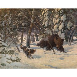 Охота на медведя - Модульная картины, Репродукции, Декоративные панно, Декор стен
