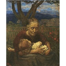 Картина на холсте по фото Модульные картины Печать портретов на холсте Бабушка с ребенком