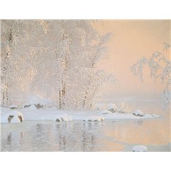 Зимний пейзаж с замерзшим озером