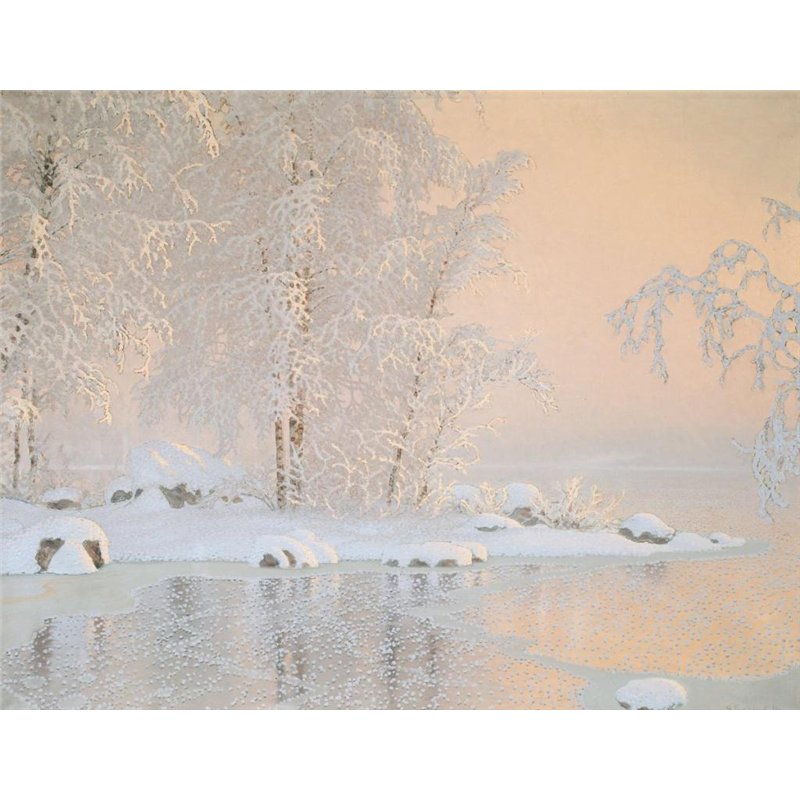 Зимний пейзаж с замерзшим озером