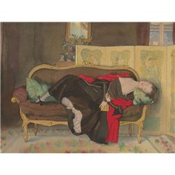 Дама, лежащая на диване - Модульная картины, Репродукции, Декоративные панно, Декор стен