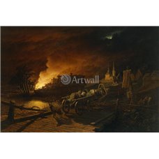 Картина на холсте по фото Модульные картины Печать портретов на холсте Пожар в деревне