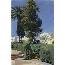 Картина на холсте по фото Модульные картины Печать портретов на холсте Уголок сада, Алькасар, Севилья