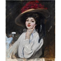 Портреты картины репродукции на заказ - Портрет молодой женщины в шляпе
