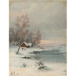 Зимний пейзаж - Модульная картины, Репродукции, Декоративные панно, Декор стен