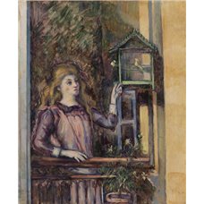 Картина на холсте по фото Модульные картины Печать портретов на холсте Девушка с птичьей клеткой