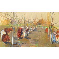 Картина на холсте по фото Модульные картины Печать портретов на холсте Работа в яблоневом саду