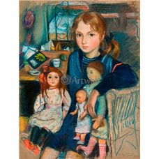 Картина на холсте по фото Модульные картины Печать портретов на холсте Катя с куклами