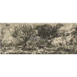 Маленький пруд в лесу с кентавром - Модульная картины, Репродукции, Декоративные панно, Декор стен