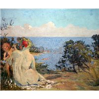 Портреты картины репродукции на заказ - Венера и Амур на берегу моря