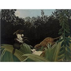 Картина на холсте по фото Модульные картины Печать портретов на холсте Нападение тигра на путешественников