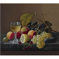 Портреты картины репродукции на заказ - Фрукты, лимон, бокал с вином